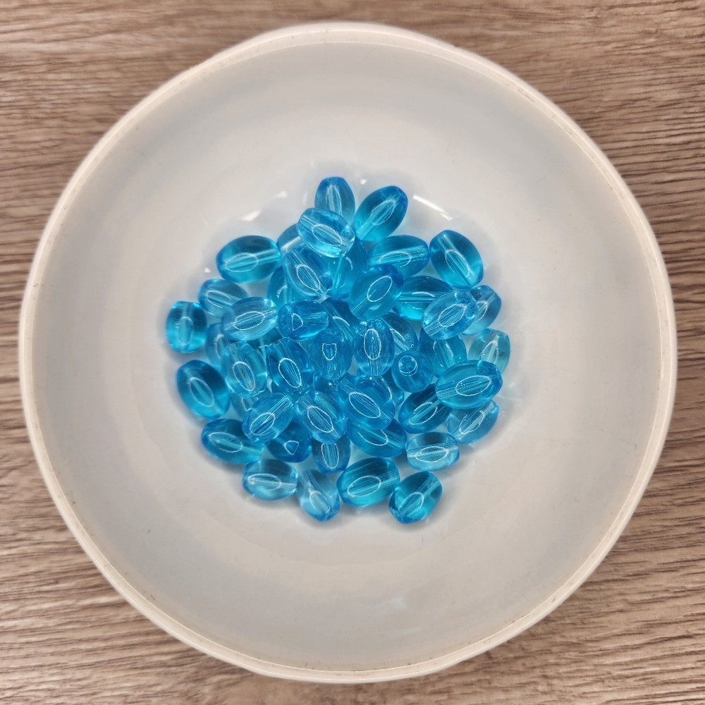 Blue Glass Beads 6x8mm 50 Beads #43